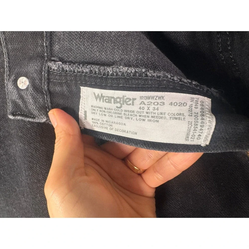 Wrangler 1013MWZWK Mens Black Denim Straight Leg Jeans 40x34 100% Cotton Regular